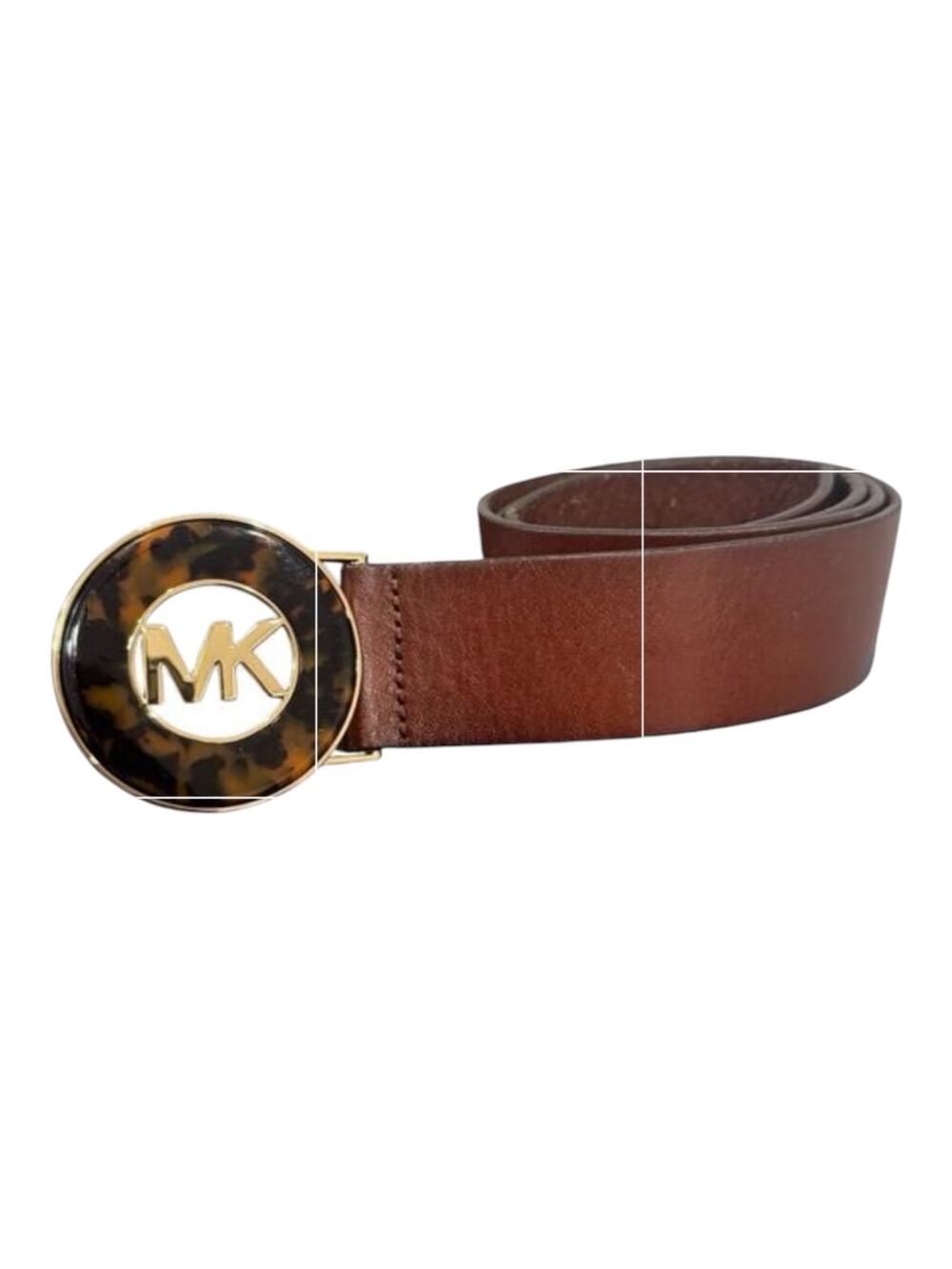 Michael Kors Women Leather Belt Brown Tortoise Shell Logo Size S
